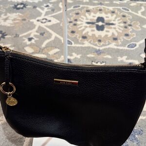 Anne Klein Black Shoulder Bag with Gold Accents